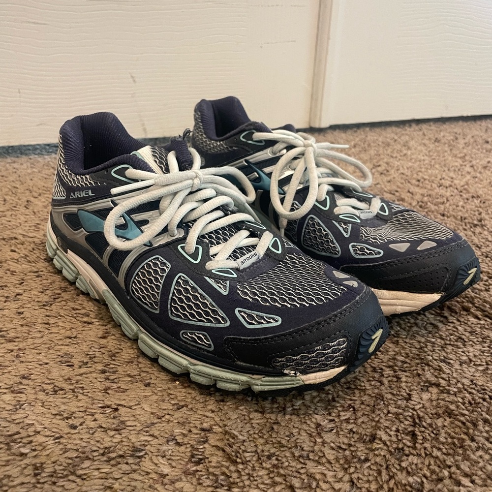 Brooks Ariel 14 Women's Athletic Shoes - Dark Blue, Aqua and Light Gray